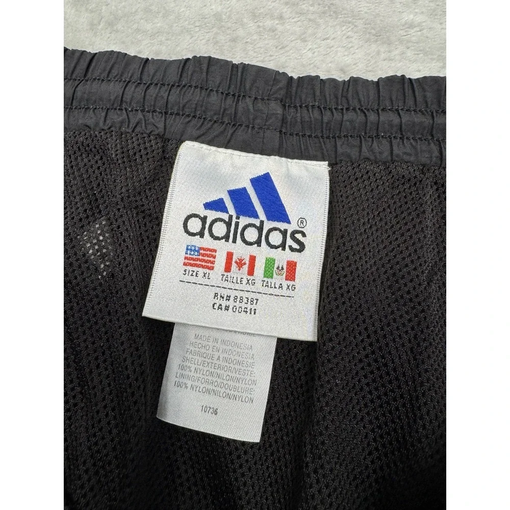 Vintage Adidas Shorts Mens XL Black Nylon Mesh Lined Swim Trunks Running 90s Y2K